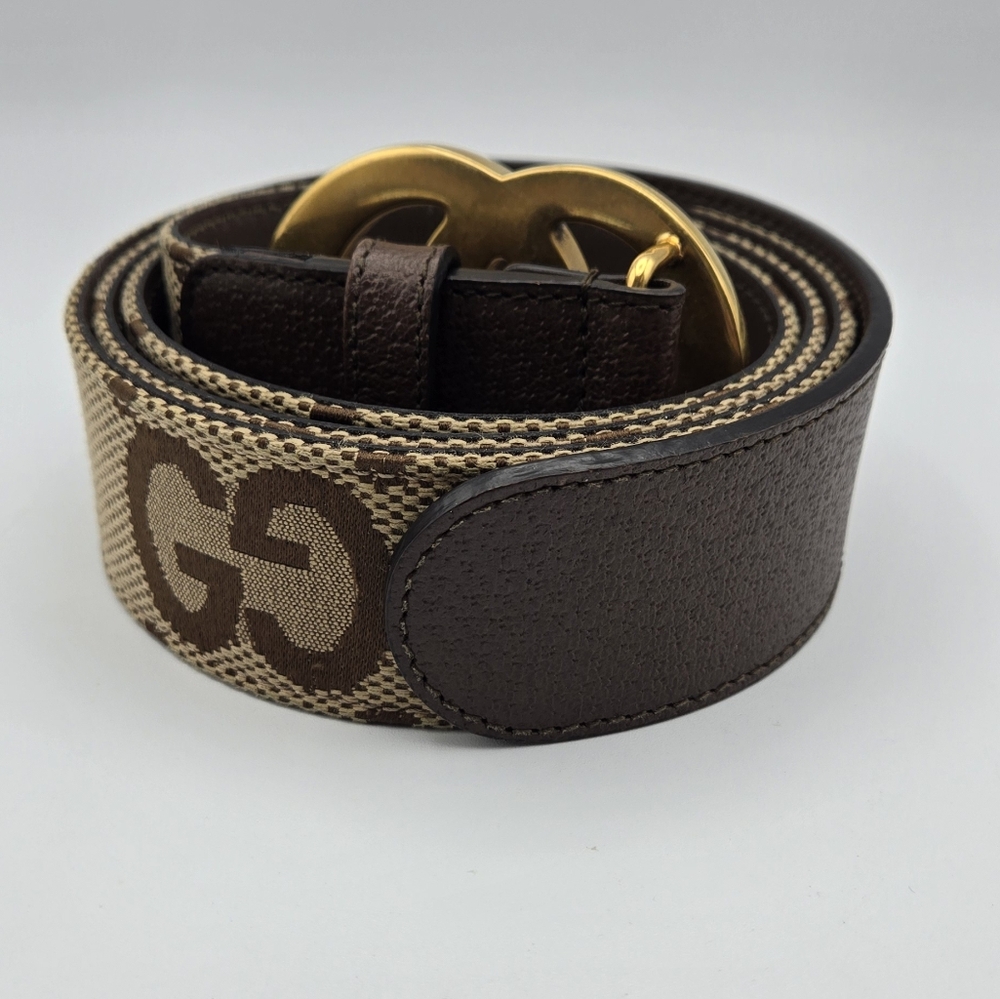 CLEARANCE Awesome Men's Gucci Tan And Brown Belt with Gold Buckle Size 115•46 - Picture 8 of 10